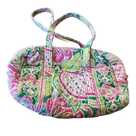 Vera Bradley Pinwheel Pink Purse Pink Green Paisley Retired Pattern - Picture 1 of 5